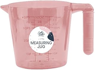 Tech Island Measuring Jugs 1 Liter, Measuring Jug for Baking Ingredients Measure, Food Measurement Jug, Microwave Safe, Made with Plastic with Easy Grip Handle (Blush Pink)