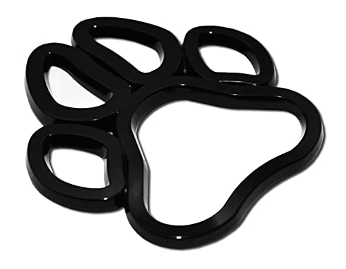 Image of Elektroplate Automotive Grade Acrylic Black Glossy Paw Print Auto Emblem for Cars, Trucks, and All Auto | Universal Fit at 3.82 inch x 2.5 inch | Weatherproof