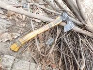 Hand-Forged Viking Bearded Axe – Carbon Steel Head with Carved Wood Handle for Camping, Bushcraft & Gifts