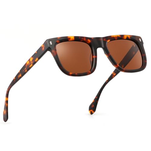 Polarized Sunglasses for Men,Acetate frame,HD Lens,UV400 Protection,Fashion Square Driving Glasses