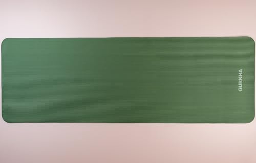 Image of 13mm GURKHA NBR Ultra-Cushioned Yoga Mat with Carry Strap for Men & Women | Category-Leading Comfort, Non-Slip Mat for Yoga, Pilates, HIIT & Floor Workouts | Joint-First Comfort Fitness Mat - Deep Forest | 6ft X 2ft