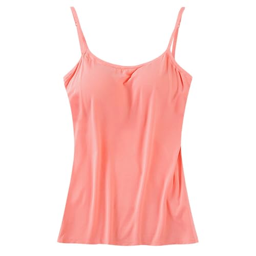 [ＫａｒｌｙＳｈｏｐ　ｉｍｐｏｒｔ] カップ付きインナー ブラトップ タンクトップ キャミ レーヨン さらさら ブラ内蔵 大きいサイズ ストレッチ rr4 M キャミソール：pink