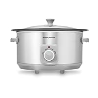 Morphy Richards 6.5L Sear and Stew Slow Cooker, Dishwasher Proof Non Stick Aluminum Pot, 3 Cooking Settings, One-pot Solution, Brushed Stainless Steel, 461014