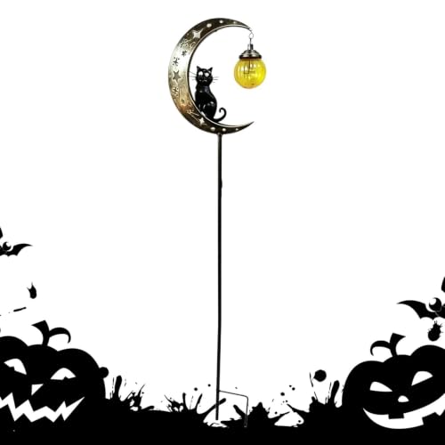 Luces solares para jardín de Halloween ambientación nocturna de calabazas en porche delantero