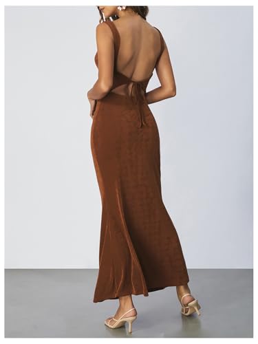 SOLY HUX Women's Open Back Cowl Neck Bodycon Maxi Dresses Sleeveless Tie Backless Cami Party Long Dress2