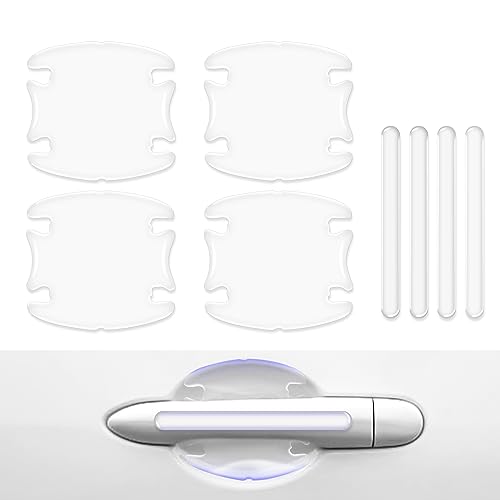 8pcs Car Door Handle Scratch Protector, Clear Car Door Handle Protector Sticker Strong Adhesive Car Door Bowl Scratch Protector for Most Car