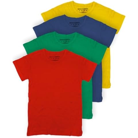 BROOKLYN VERTICAL Boys 4-Pack Short Sleeve Solid Color T-Shirts | Cotton Crew Neck Tagless Tees Cover