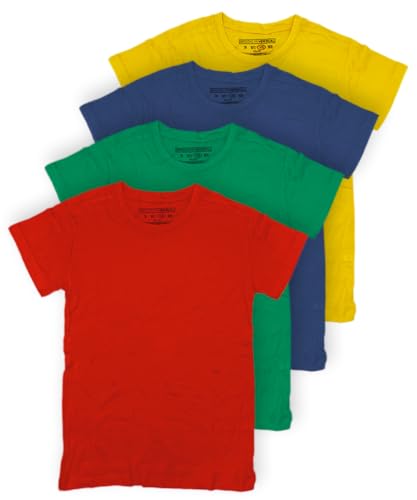 Brooklyn Vertical Boys 4-Pack Short Sleeve Solid Color T-Shirts | Cotton Crew Neck Tagless Tees cover