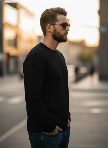 Image of Mack Jonney Men Regular Fit Fleece ||Black||Round Neck Solid||Sweatshirt-JM3911