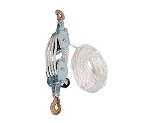Block and Tackle Pulley System for Lifting Objects - SoB 4000LB Breaking Strength with 65 Feet of 3/8" Rope - 7:1 Lifting Power - Heavy Duty Rope Hoist Pulley System for Garage Warehouse Construction by ShoppingOnBed - Image 2