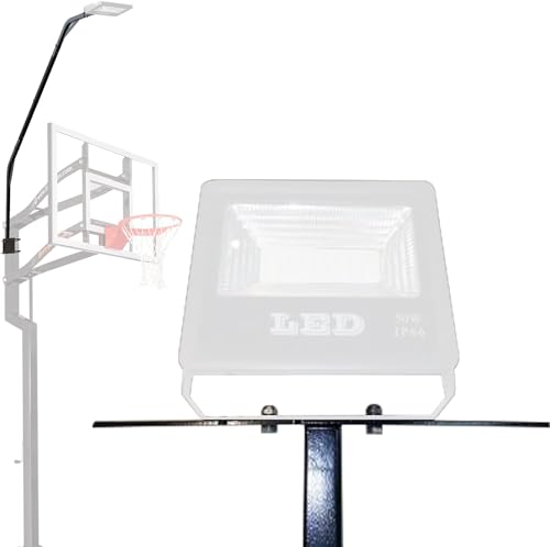 Metal Stands with Basketball Hoop Light LED, 103.9x15x27.5 in, Fits Square Poles up to 4” and Round up to 3.7”, In-Ground Hoop and Backboard, Easy to Install (No Built-in Solar Charging) by Skywin - Used condition - US$153.84