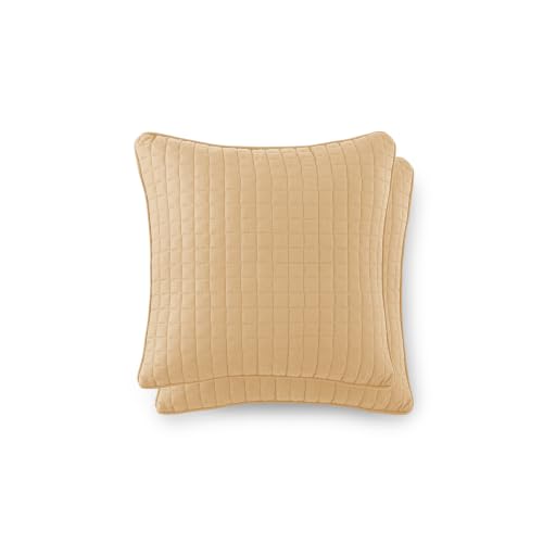 2-Piece Euro Pillow Shams 18x18 for Quilted Bedding Sets, Microfiber Gold