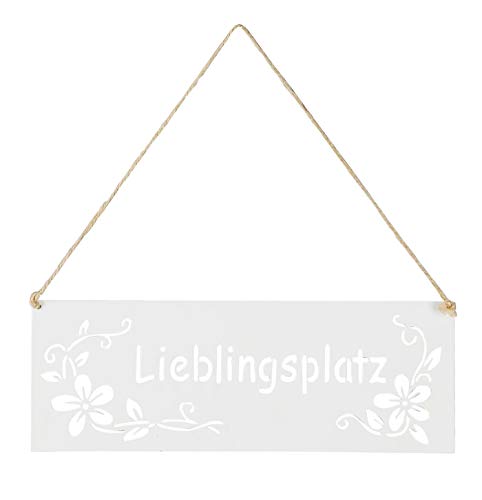 levandeo Schild Lieblingsplatz 25x9cm Außen Garten-Deko Weiß Blumen...