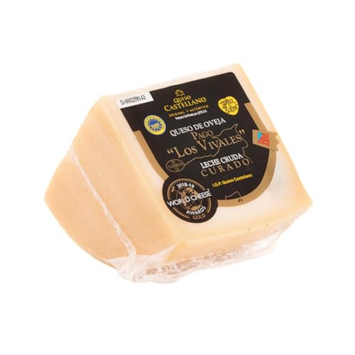 Queso de Oveja Curado Leche Cruda (6-8 Meses) | Cuarto de Pieza 800g (Cuña) | Pago 'Los Vivales' Etiqueta Negra | Queso Artesano Premiado World Cheese Awards | Envasado al Vacío