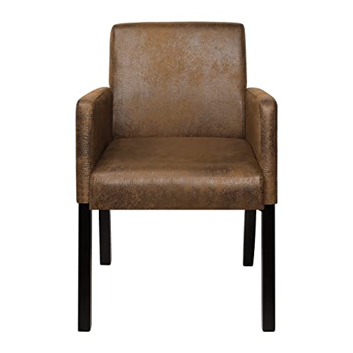 Bekrvio Dining Chairs Upholstered Dining Chairs With Arms, Faux Suede Fabric, Mid Century Modern Accent Dining Kitchen Arm Chairs For Living Room (Rustic Brown) #TOP5