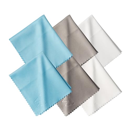 Ewent Kit de Paños de Limpieza de Microfibra, 15x18 cm, 6 Unidades (2 Blancos, 2 Grises, 2 Azules), para Pantallas y Dispositivos Electrónicos