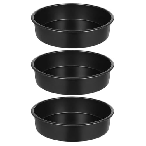 DECHOUS 8 Inch Round Cake Pan Non-Stick: Set of 3 Carbon Steel Cake Baking Pans Molds - Layer Birthday Cakes Mold Round Baking Tins - Dishwasher Safe