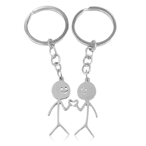 IKOPFLN 2 Piezas Llaveros Con Figura Sonriente,Ideal Para Parejas,Corazón Regalos Originales y Románticos Para Novios y Enamorados,Idea De Regalo Para Hombre En San Valentín o Aniversario De Pareja