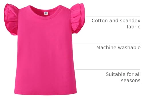 Image of LYSMuch Toddler Girls Short Sleeve Ruffle Basic Blouse | Size 2T-14Y Girls Summer Tops,Solid Kids Casual Clothes