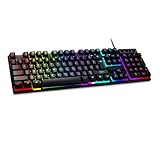 Teclado Semimecânico Gamer RGB, Design Ergonômico, 42,5 x 12,5 cm, Teclas Plunger Macias e Silenciosas, Preto Com Iluminação RGB, Jogos, Para Pc Computador Notebook Mac Premium