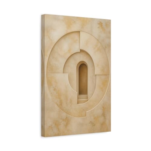 Tableau géométrique beige haut de gamme, arche abstraite sur toile premium 30x45 cm