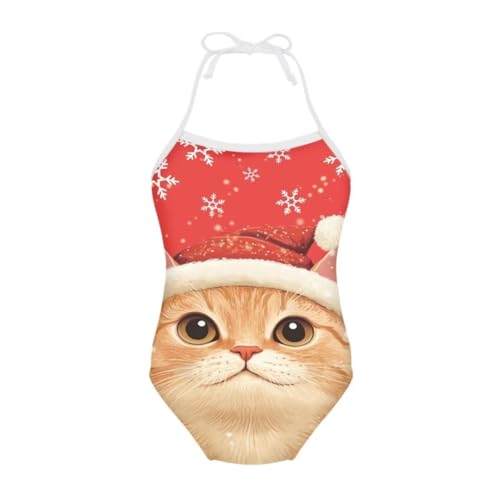 Image of Christmas Kids One-Piece Halter Swimsuits Beach Swimwear Bathing Suit for 3-10 Years Girls