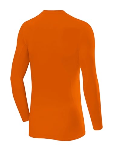 TCA Camiseta de Fútbol Manga Larga SuperThermal de Compresión para Niños - Cuello Redondo - Naranja, 12-14 años