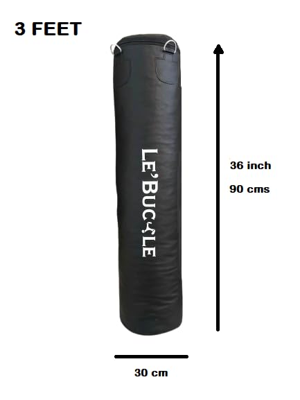Image of Heavy Duty Punching Bag | PU Leather Heavy Boxing Bag | Black | Rust Free Hanging Chain for Boxing Training, Punching, Kickboxing, MMA etc. (Unfilled, 5 ft)