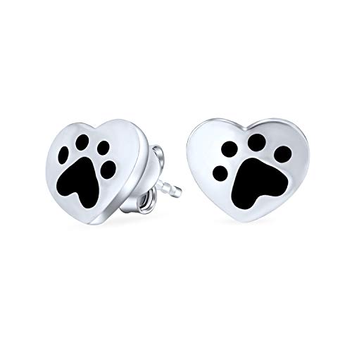 Boucles d'oreilles clou en argent sterling .925 coeur patte