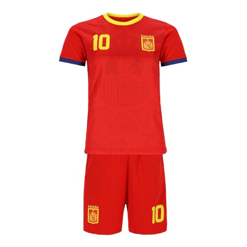 Blackshirt Company Spanien Kinder Sport Trikot Set - Fußball WM EM Fan Zweiteiler España - Rot