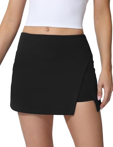High Waisted Tennis Skirts for Women Side Slit Golf Skorts with 3 Pockets A Line Athletic Skirt in Shorts for Workout Sports