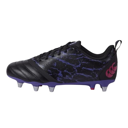 Canterbury Stampede Pro Team Soft Ground Rugby Boots, Botas Cortas al Tobillo Hombre, Negro Prisma Violeta, 42.5 EU