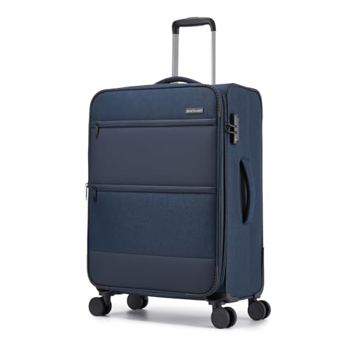 British Traveller Valise Soute Taille Moyenne 68.5x44x28.5 cm 68L, Valise Souple et Extensible (+3.5cm，Légère Résistante avec 4 Roues Silencieuses 360°...