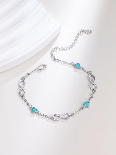 Image of Dorunmo Ankle Bracelet for Women 925 Sterling Silver Natural Stone Bracelet Anklet Summer Beach Jewelry Birthday Gifts for Mom