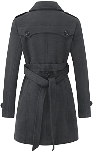 GGleaf Women's Double Breasted Pea Coat Slim Winter Mid-Long Trench Coat with Long Belt2