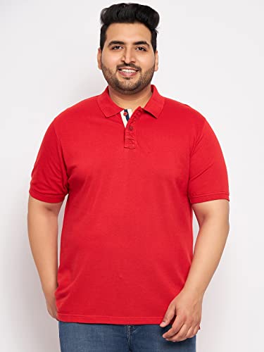 Image of Club York Men Cotton Blend Half Sleeve Polo Neck Solid Plus Size T-Shirt