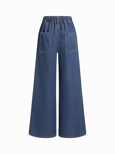 Image of CIDER Drawstring Baggy Jeans Women Mid Waisted Wide Leg Jeans with Pockets