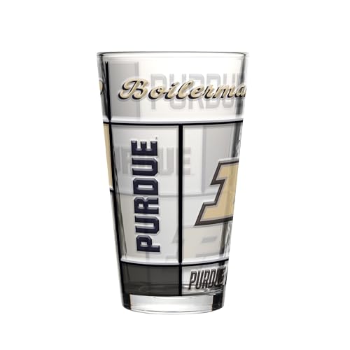 Image of Logo Brands NCAA oz Stained Glass Pint Glass - 3D Embossed Logo & Bold Team Colors - Durable Sports Fan Beer Glass for Home, Bar & Tailgates