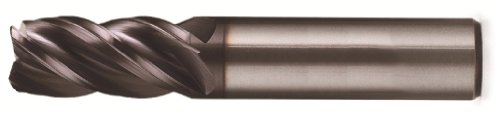 Image of Bassett MSE-V-4R Series Solid Carbide End Mill, Uncoated (Bright) Finish, 4 Flute, 0.010 inch Radius Corner End, 0.25 inch Cutting Length, 1 /8 inch Cutting Diameter, 1-1 /2 inch Length (Pack of 1)