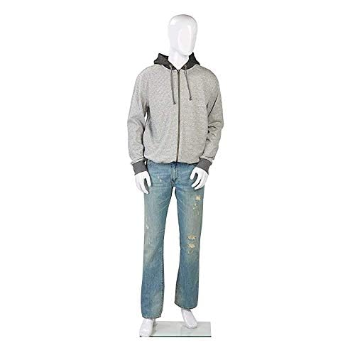Loop Group Male Mannequin - Male Dress Form Metal Base Mannequin Premium Store Display Dummy Mannequin Dummy Model Hanger Display Stand (Egg White, Type 1)
