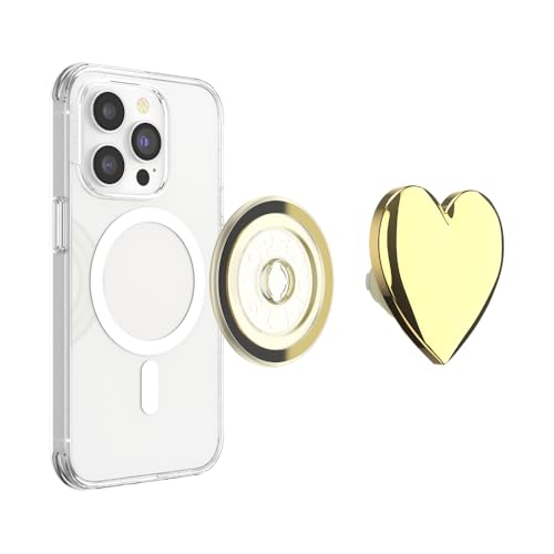 Image of PopSockets Phone Grip for MagSafe, Magnetic Holder, Phone Stand, Gold - Heart of Gold