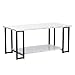 AWQM Marble Coffee Table, Faux Marble Top Rectangular Coffee Table with Black Metal Frame, 2 Tier Living Room Table for Living Room, Office, Balcony, White, 40 Inch
