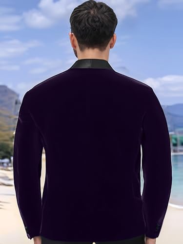 Men's Velvet Blazer Big Tall Shawl Collar Suit Jacket for Men Sport Coat3