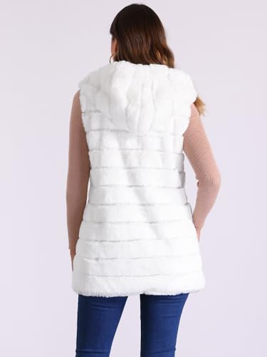 Allegra K Women's Faux Fur Vest Sleeveless Zip Up Hooded Waistcoat Outerwear4