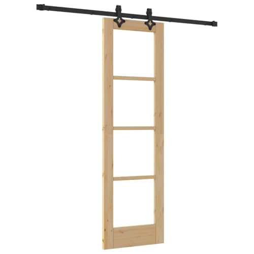 vidaXL Set di porte scorrevoli 'Orkdal'Legno Massello Naturale e Vetro Completo di Hardware per Uso Interno 61X198,5 cm Design Moderno Aree Living Camere da Letto Uffici Interno Divisore di Stanze E