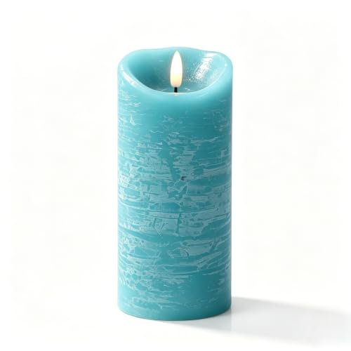 Ocean Blue Flameless Candles 36 Real Wax Pillar Candles Battery Operated with Remote & Timer 3D Flickering Flame Unscented Drip-Free LED Turquoise Candle for Coastal Beach Home Bedroom Decor