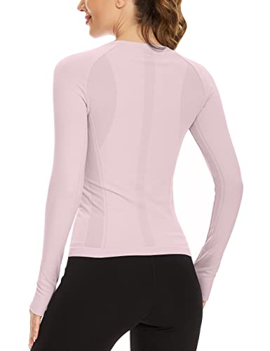 Image of MathCat Workout Shirts for Women Long Sleeve, Workout Tops for Women, Quick Dry Gym Athletic Tops，Seamless Yoga Shirts XS-XL Purple