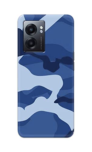 Image of Printed Hard Back Cover Case for Realme Narzo 50 5G Back Cover (Army Blue Pattern) -702