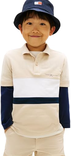 Tommy Hilfiger Boy's Mini Corp Emb Clrblock Polo Ss KB0KB10383 Polos, Beige (Classic Beige Colourblock), 3 Years