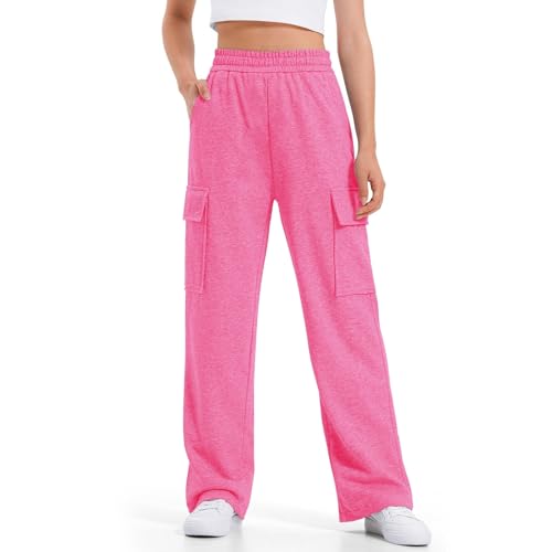 Girls Sweatpants Cargo Pants High Waisted Baggy Trousers Athletic Joggers Wide Leg Track Pants Cargo Sweatpants with Pockets3